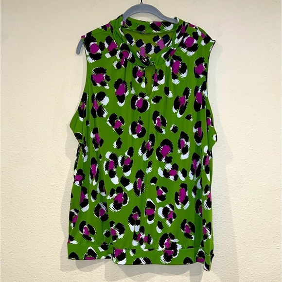 Worthington Women's plus Size 3X Multicolor  Sleeveless keyhole Blouse - Picture 1 of 4